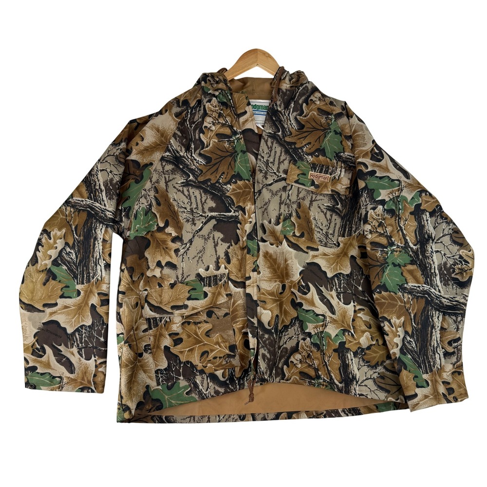 Hodgman Camo Rain Jacket Mens Large Brown Advantage Camo Oversized Hooded Shell